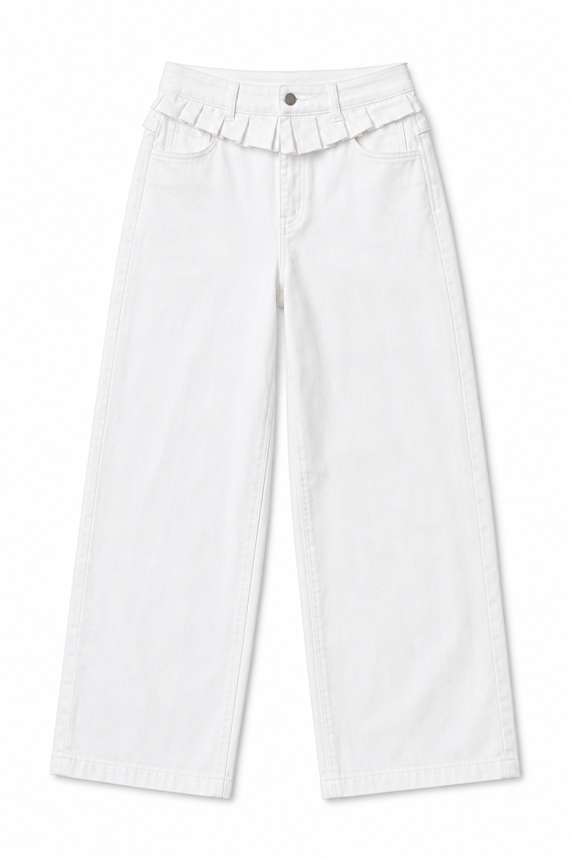 Women's Lace-Trimmed Wide-Leg Jeans