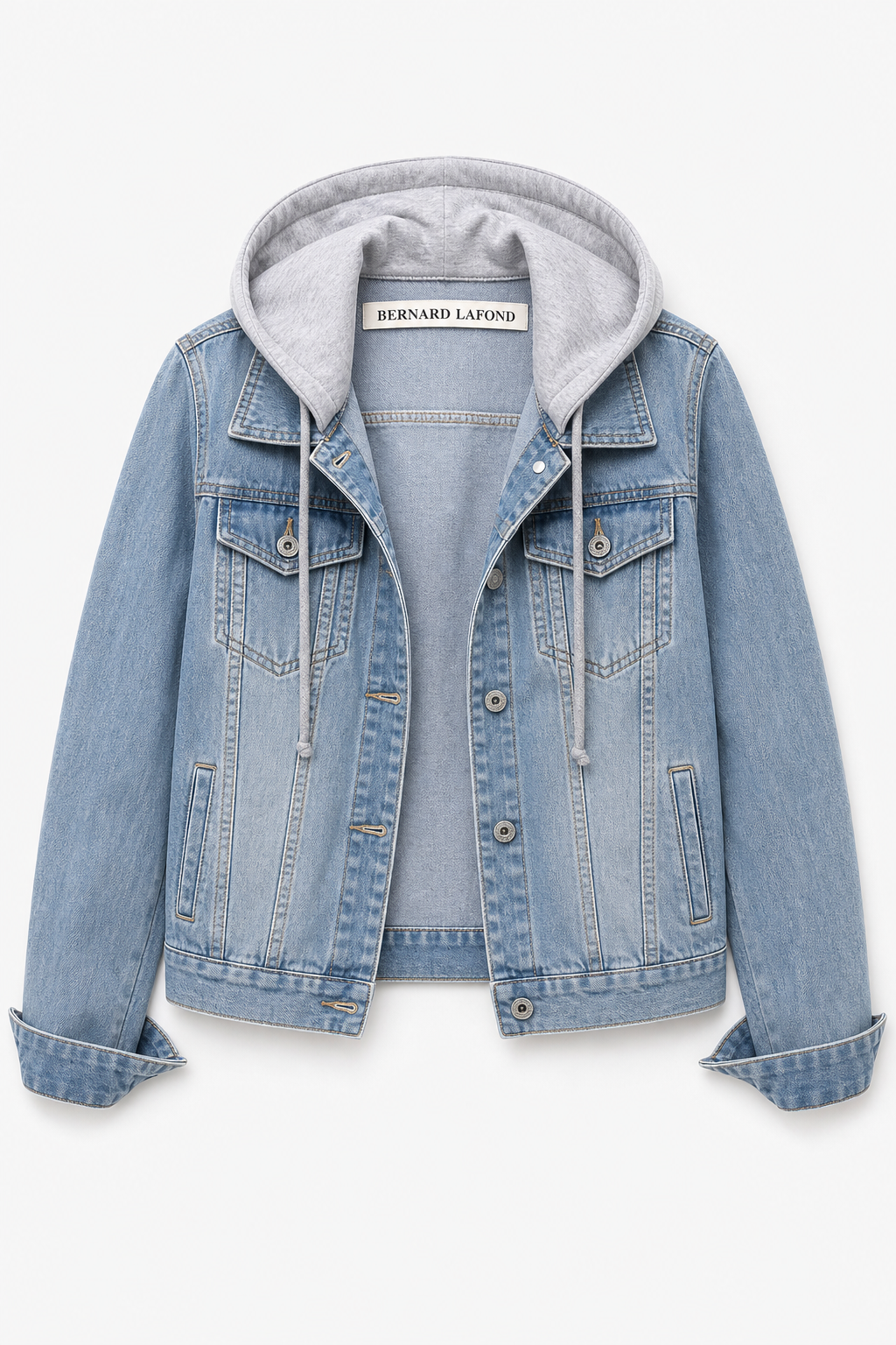 Women's Denim Jacket with Detachable Hood