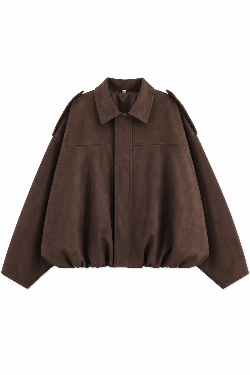 Women's Suede Texture Long Coat
