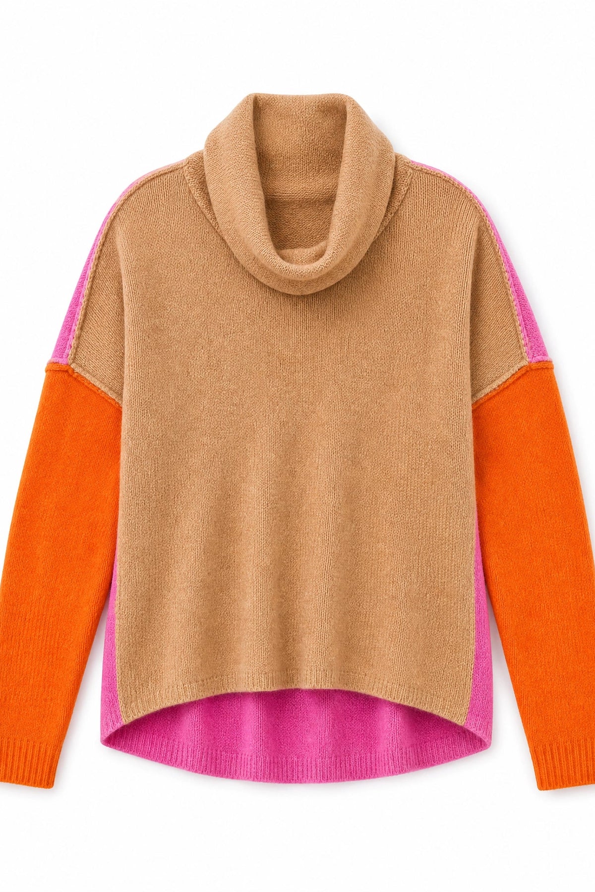 colour block turtleneck sweater Averly London flat lay