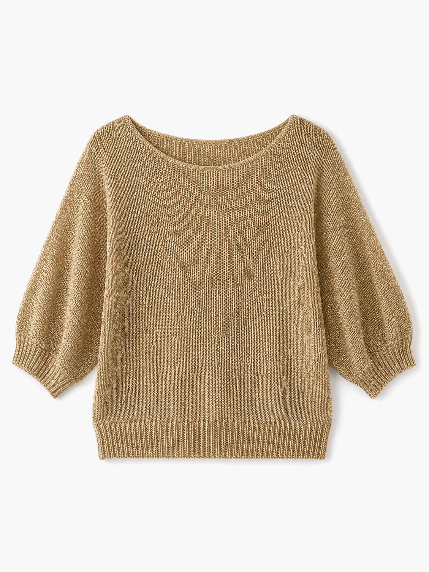 gold crew neck knit sweater Averly London flat lay