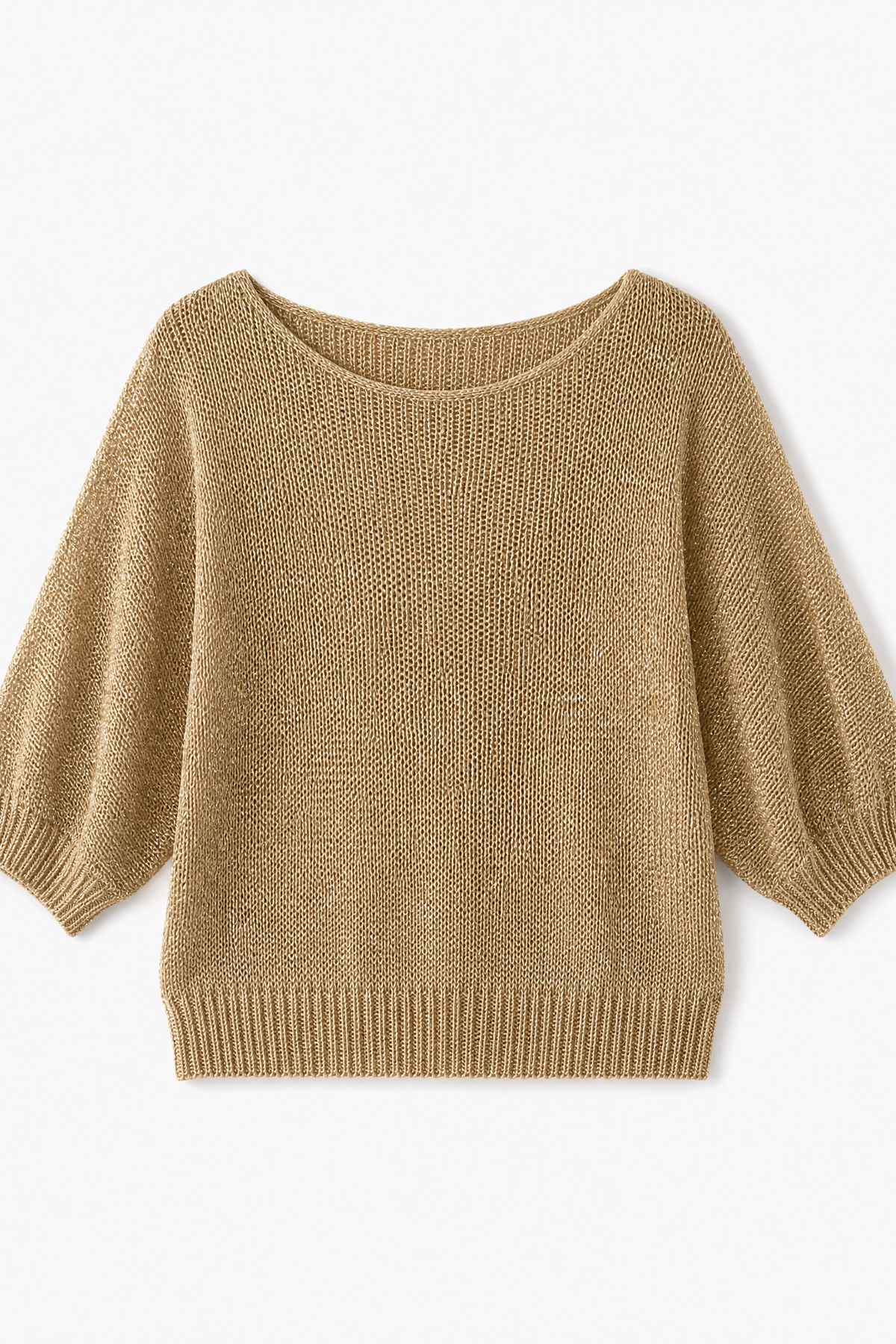 gold crew neck knit sweater Averly London flat lay