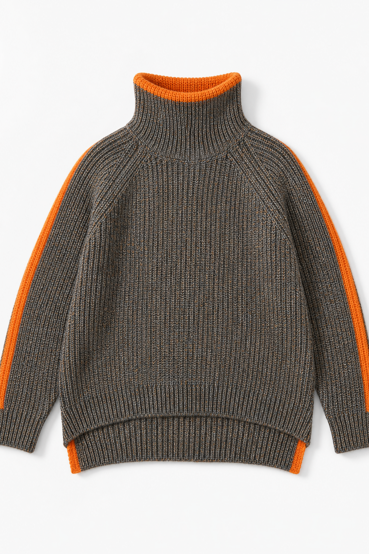 grey melange knit turtleneck sweater Averly London flat lay