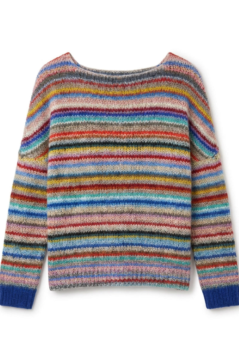 striped crew neck knit sweater Averly London flat lay
