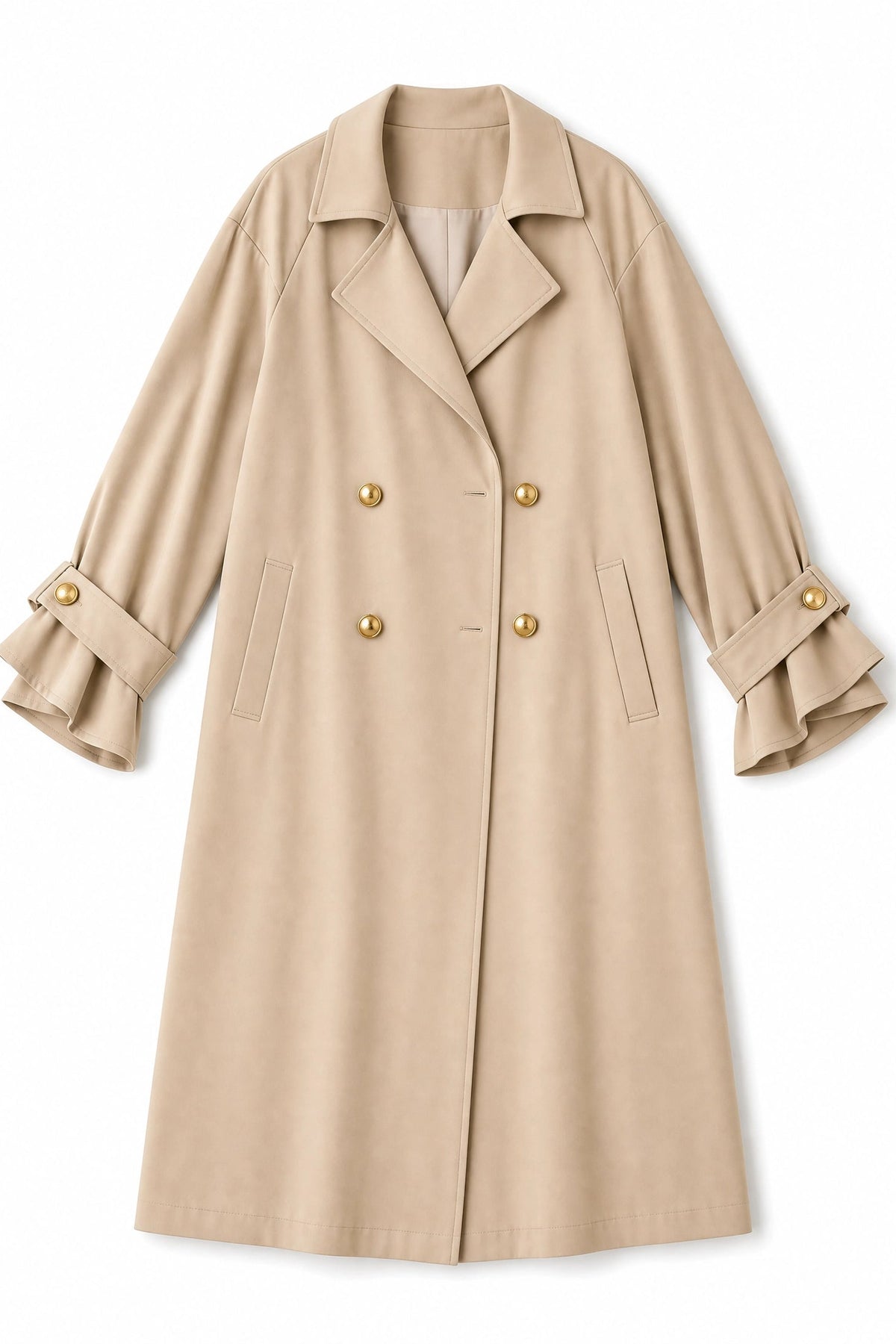 black waterproof trench coat Averly London flat lay