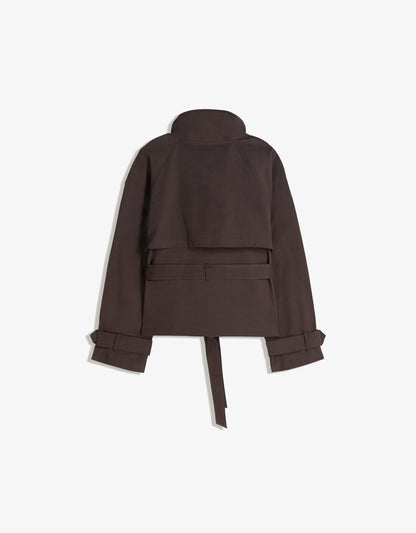 Funnel neck trench jacket