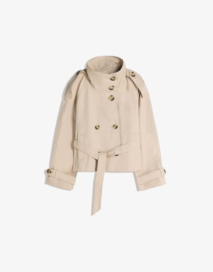 Funnel neck trench jacket