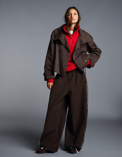 Funnel neck trench jacket
