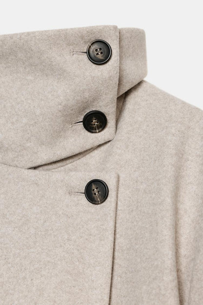 Cropped Pea Coat with High Collar