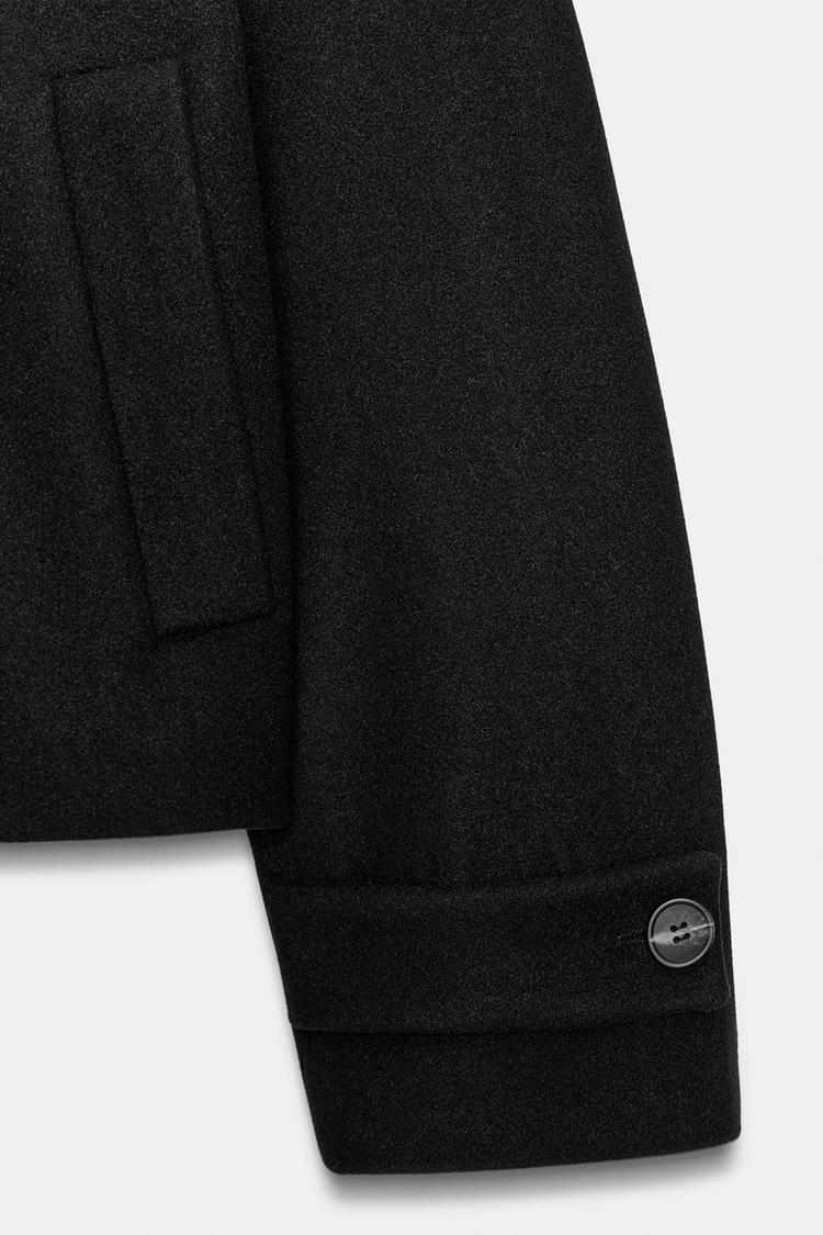 Cropped Pea Coat with High Collar