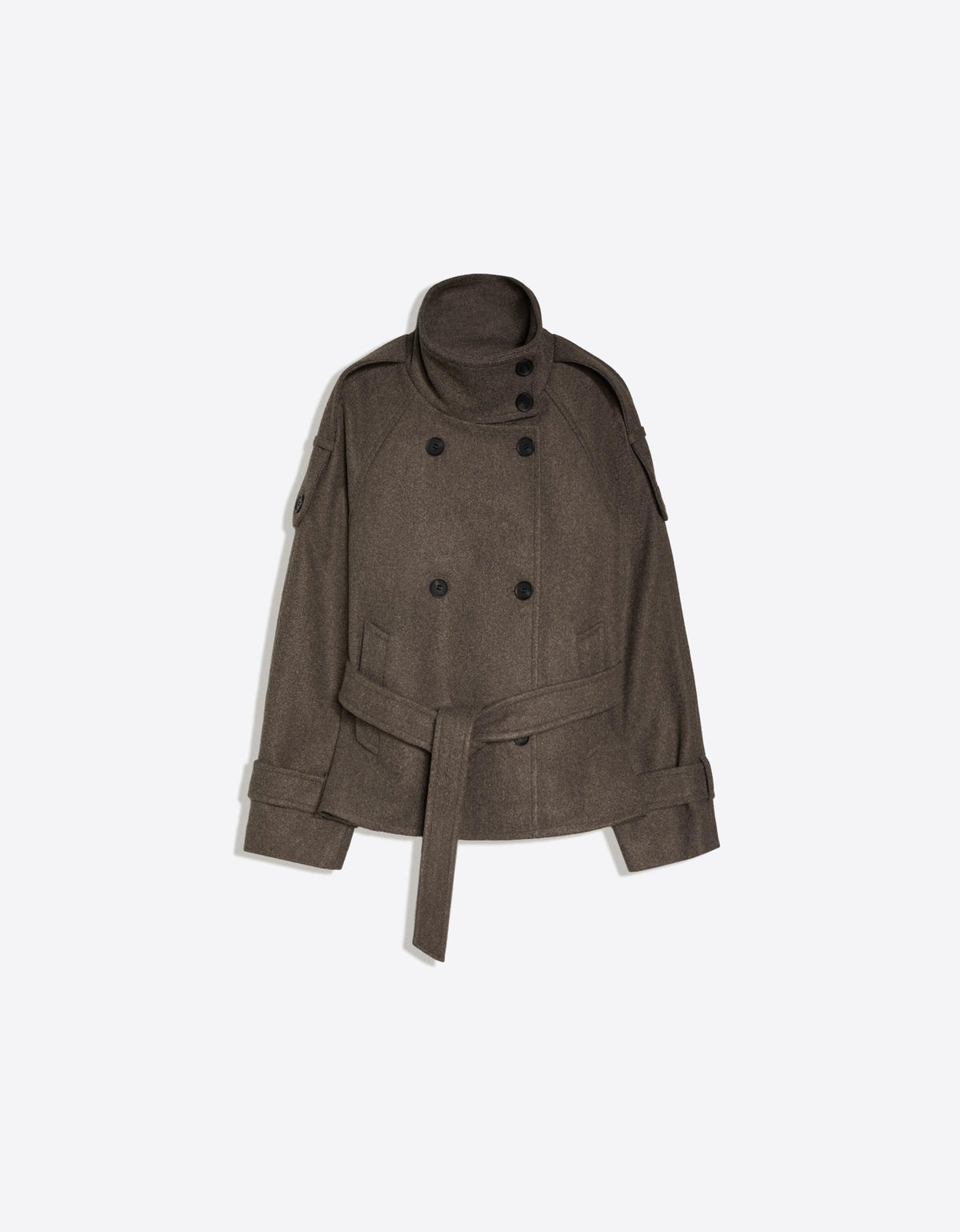 Soft-touch funnel neck trench jacket