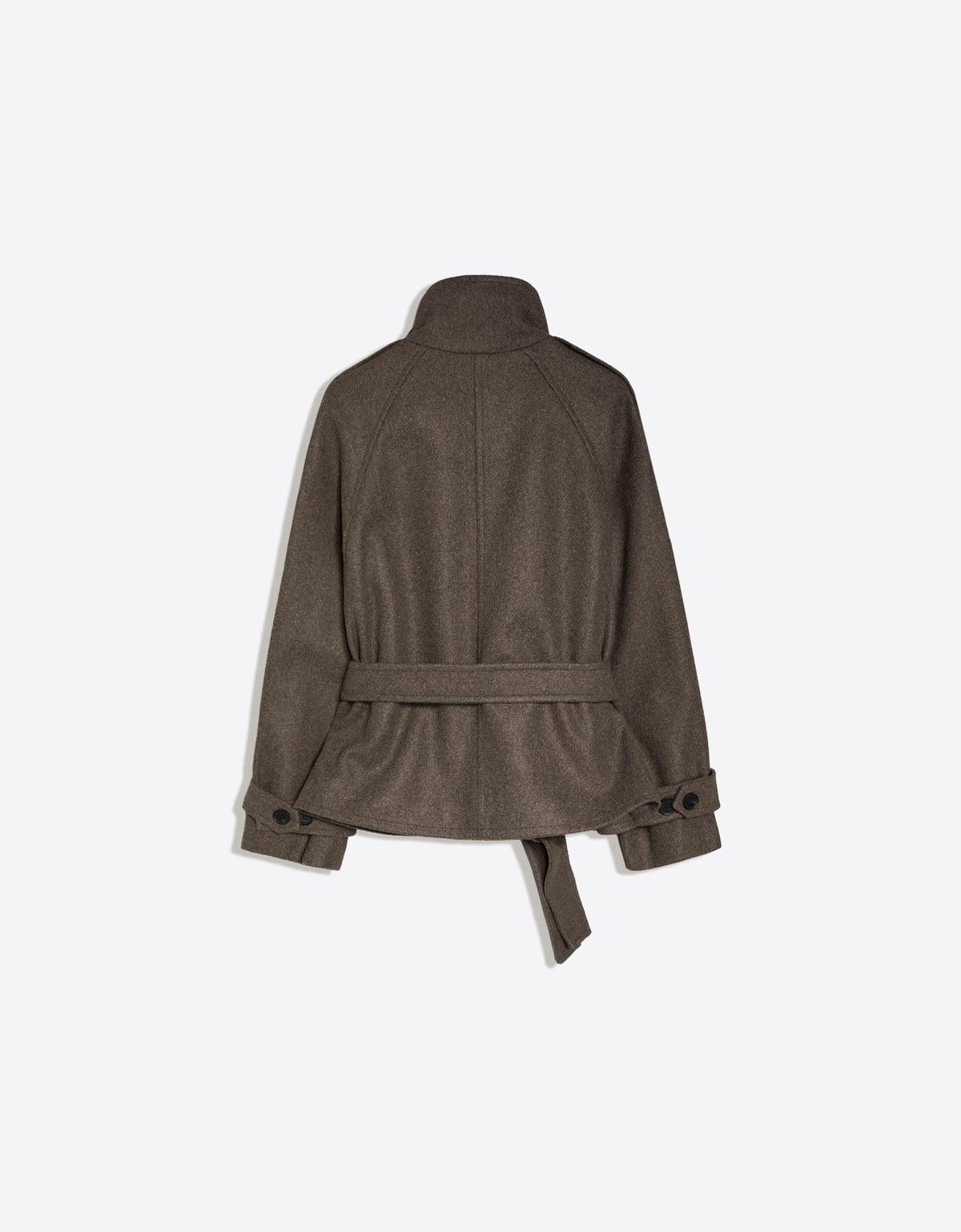Soft-touch funnel neck trench jacket