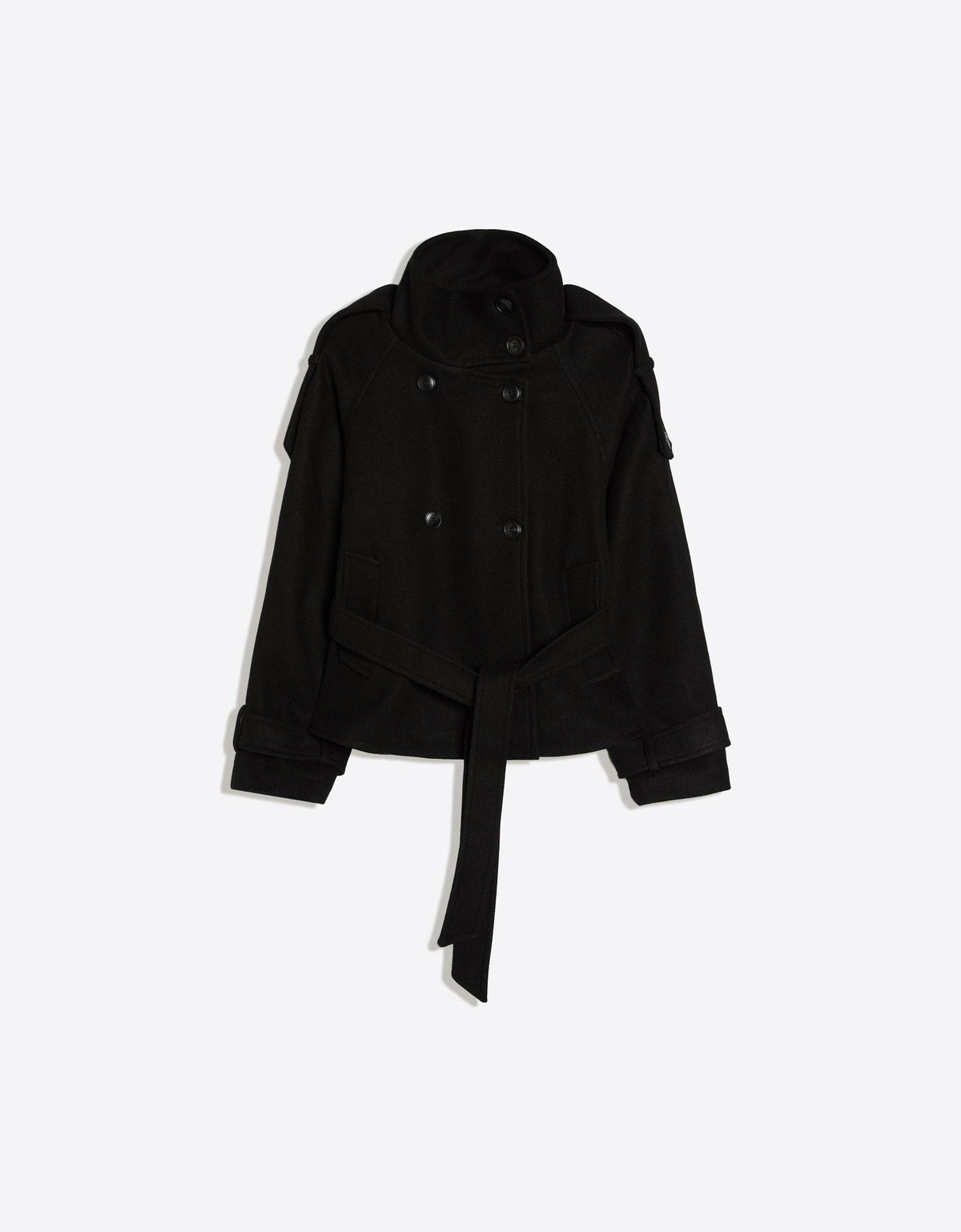 Soft-touch funnel neck trench jacket
