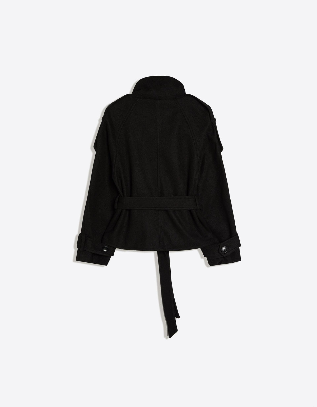 Soft-touch funnel neck trench jacket