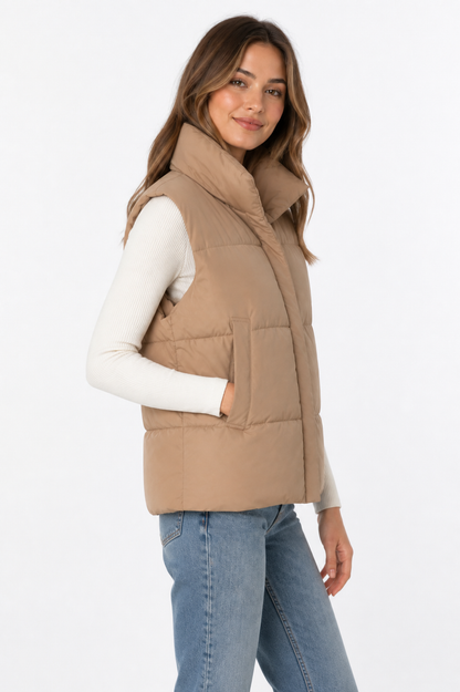 Women's Oversized High-Neck Puffer Vest
