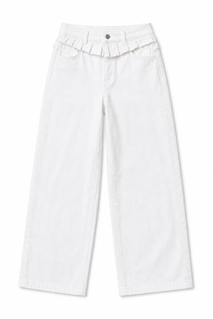 Women's Lace-Trimmed Wide-Leg Jeans