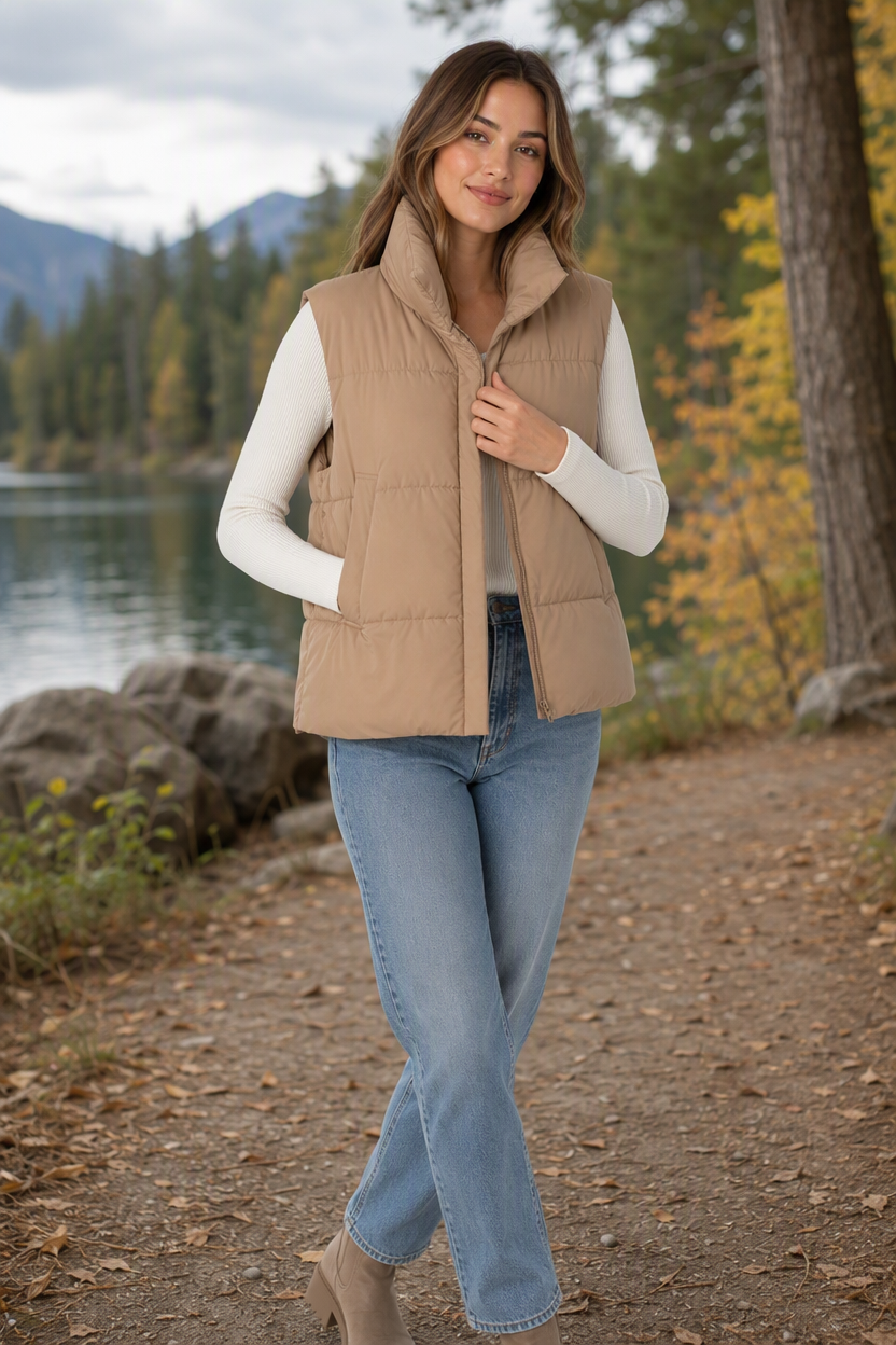 Women's Oversized High-Neck Puffer Vest
