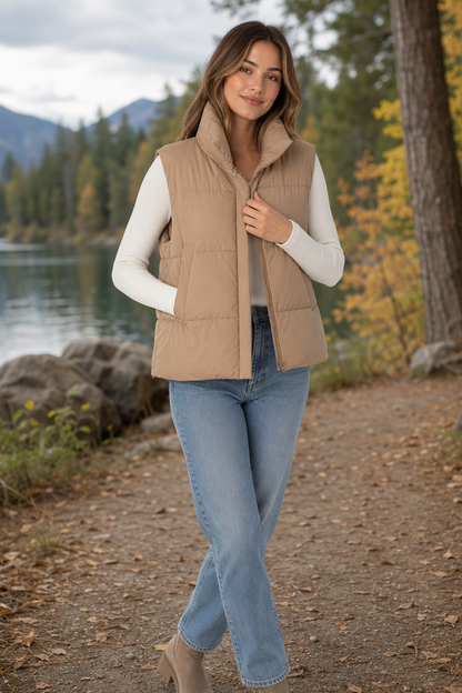 Women's Oversized High-Neck Puffer Vest