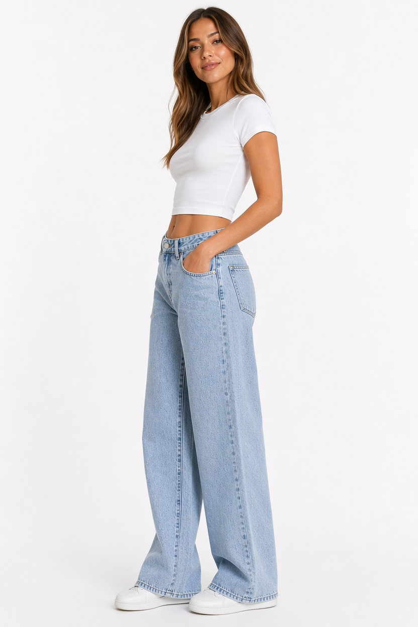 Women's High-Waisted Wide-Leg Jeans