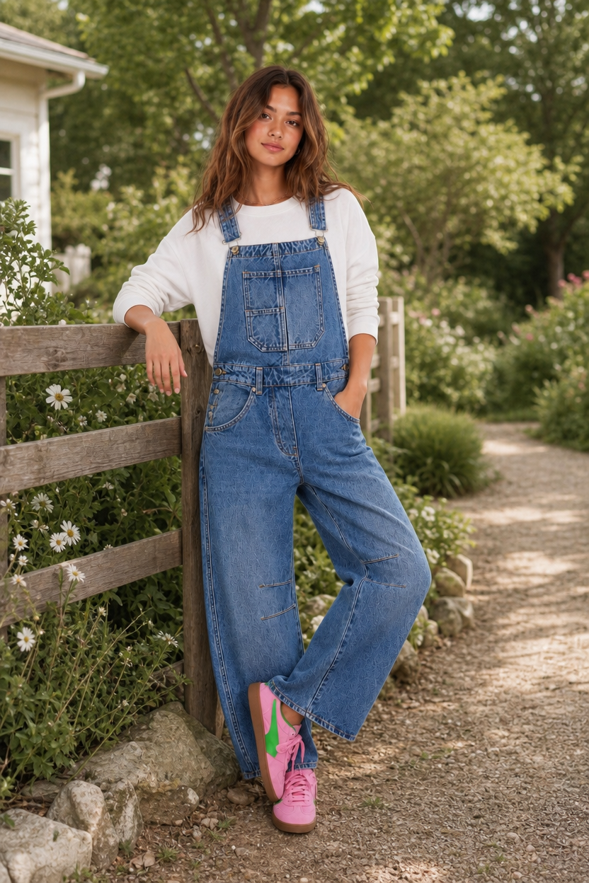 Women's Wide-Leg Denim Overalls