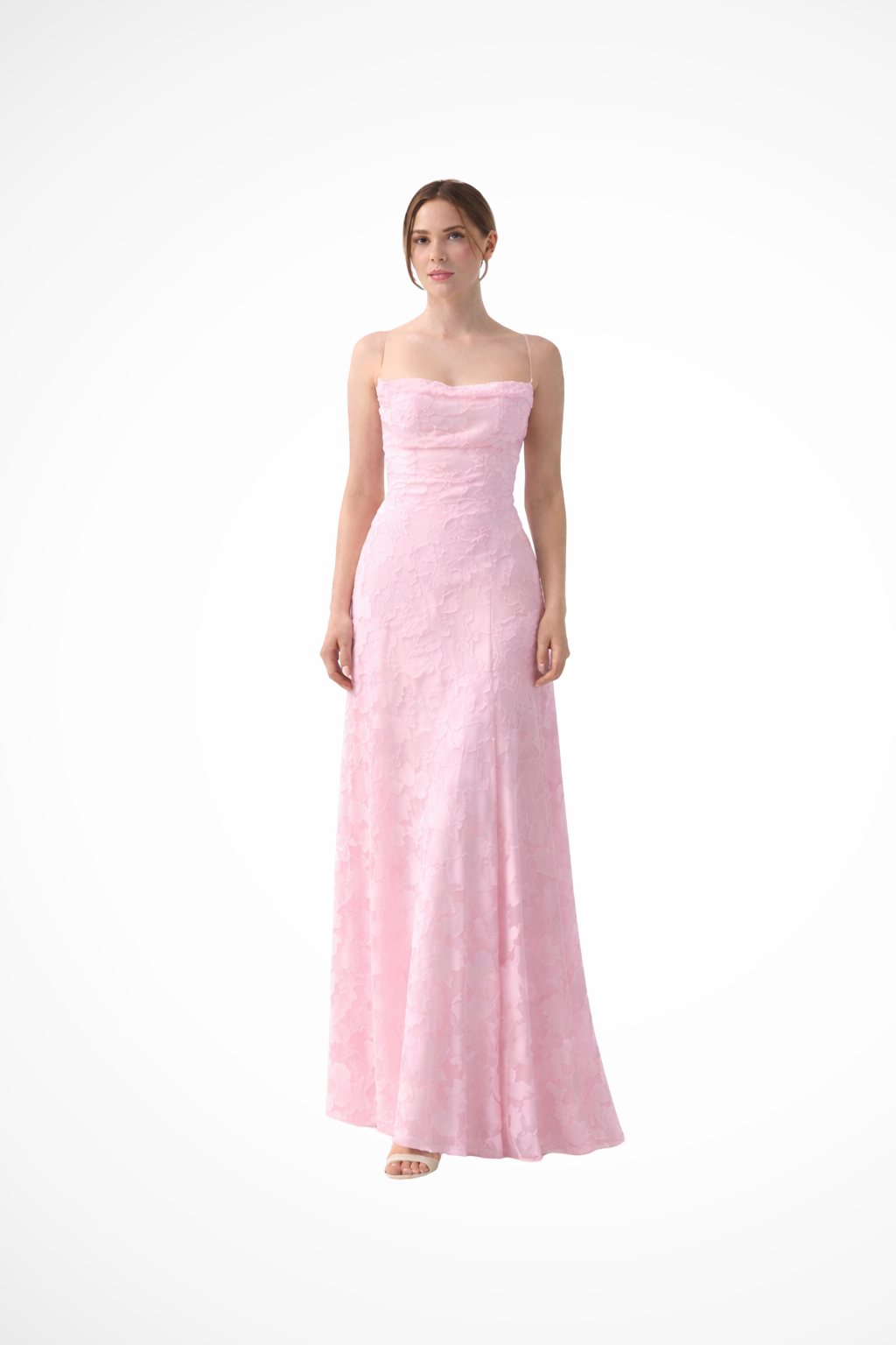Women's Spaghetti Strap Lace-Up Backless Floral Jacquard Maxi Dress