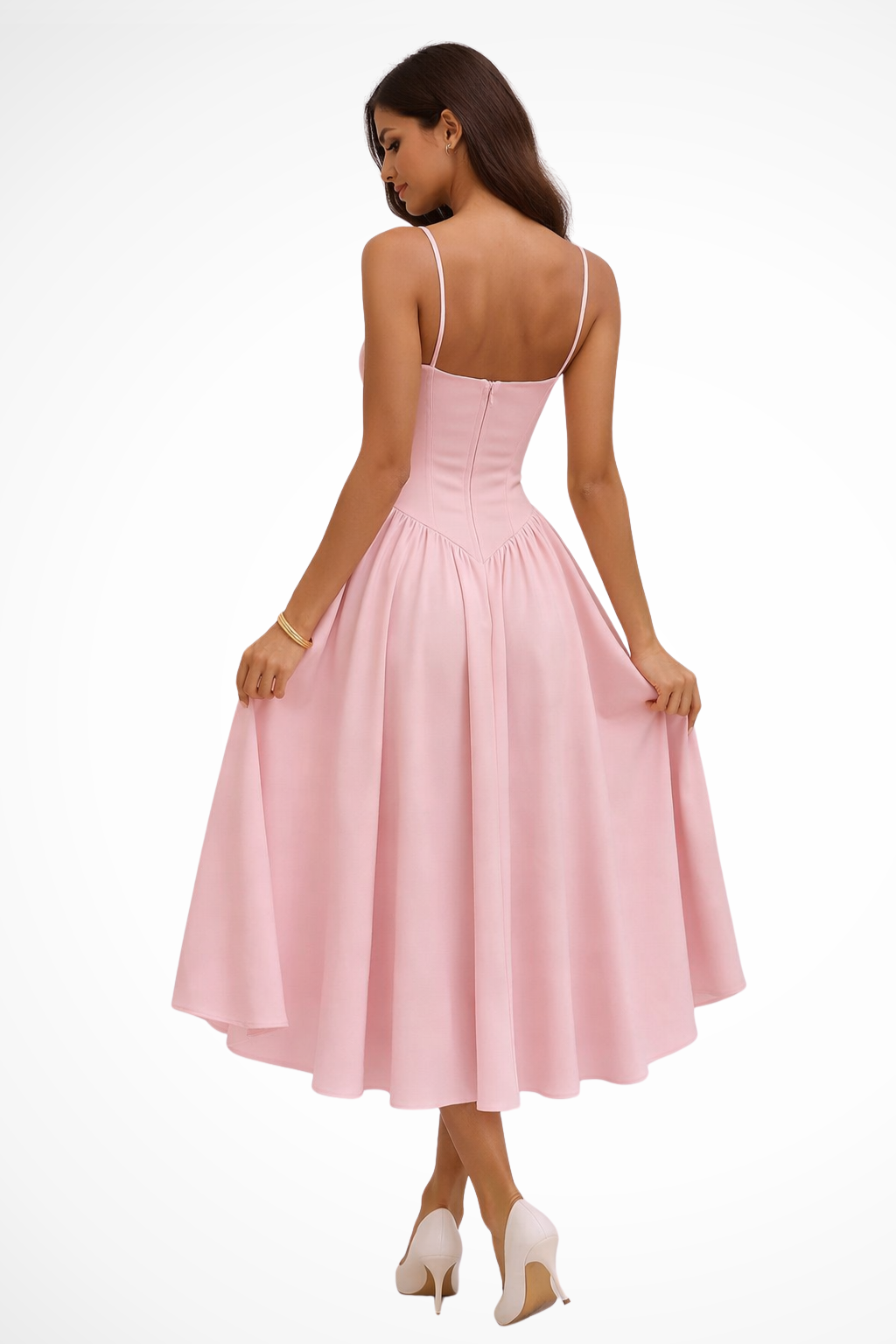 Women's Corset Bodice A-Line Midi Dress