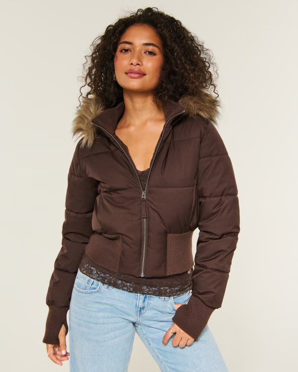 Peyton Faux Fur Trim Puffer Jacket