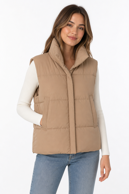 Women's Oversized High-Neck Puffer Vest
