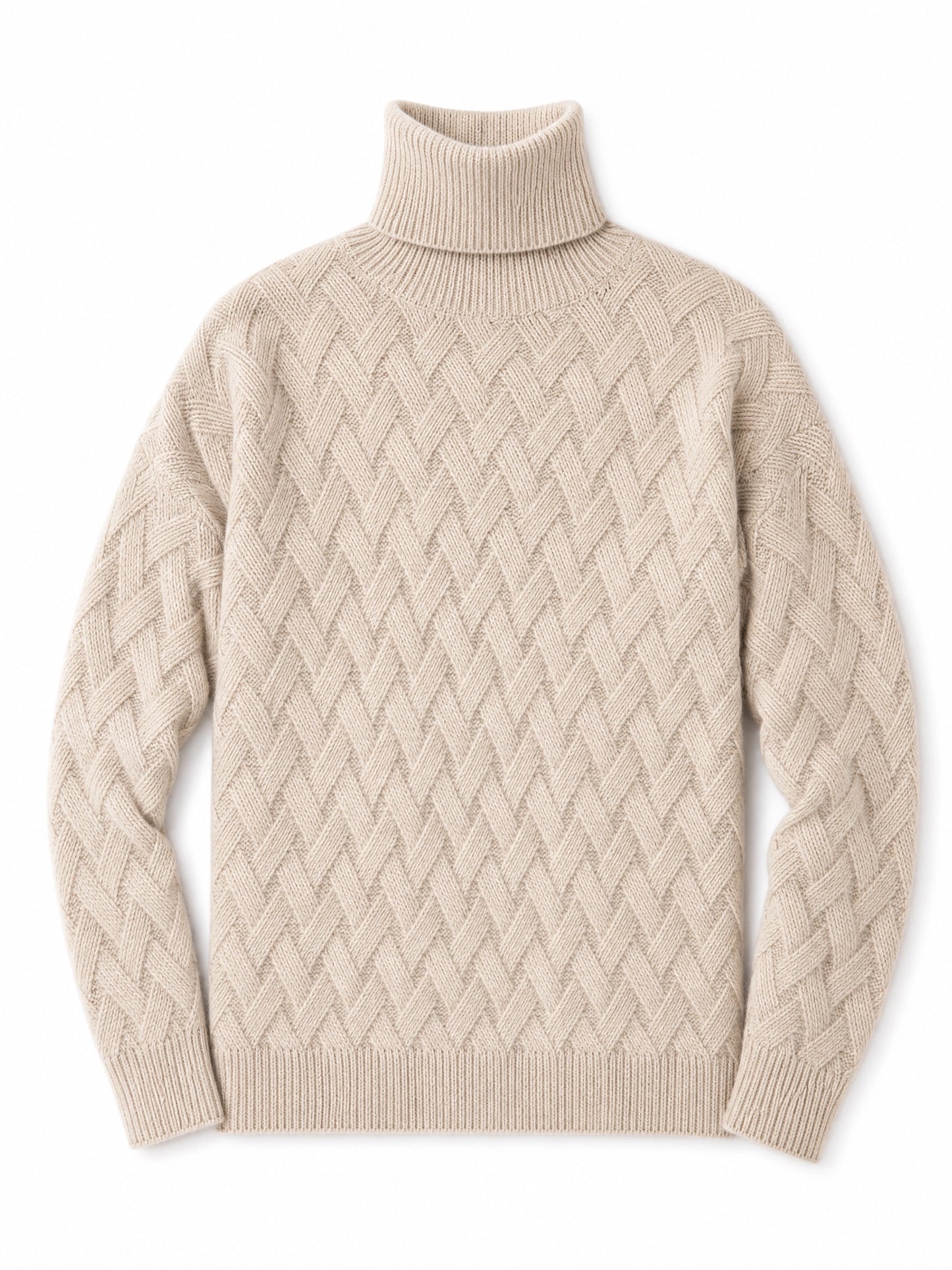 camel cashmere turtleneck sweater Averly London flat lay