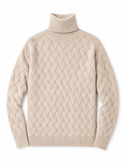 camel cashmere turtleneck sweater Averly London flat lay