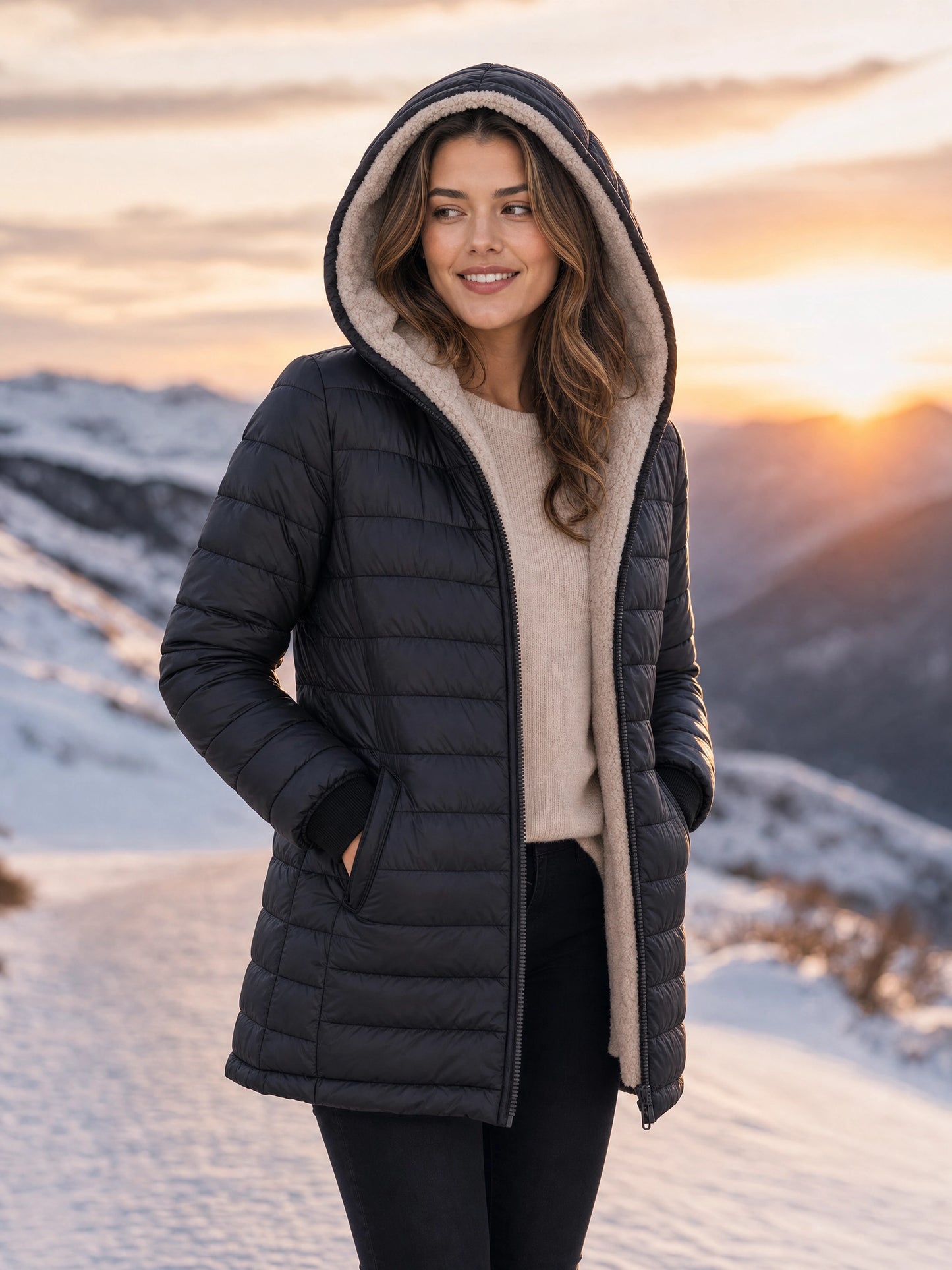 Women's Fleece-Lined Puffer Jacket