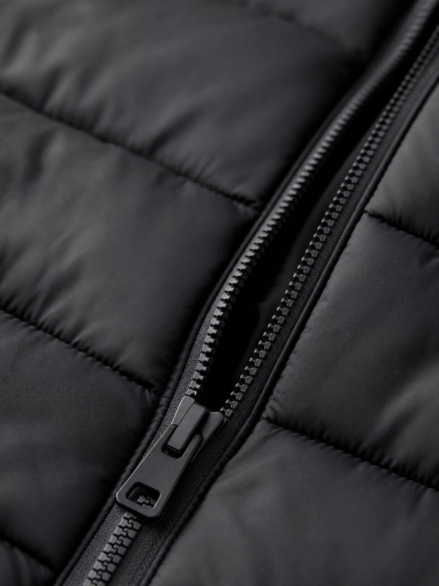 black hooded puffer vest Averly London hood detail