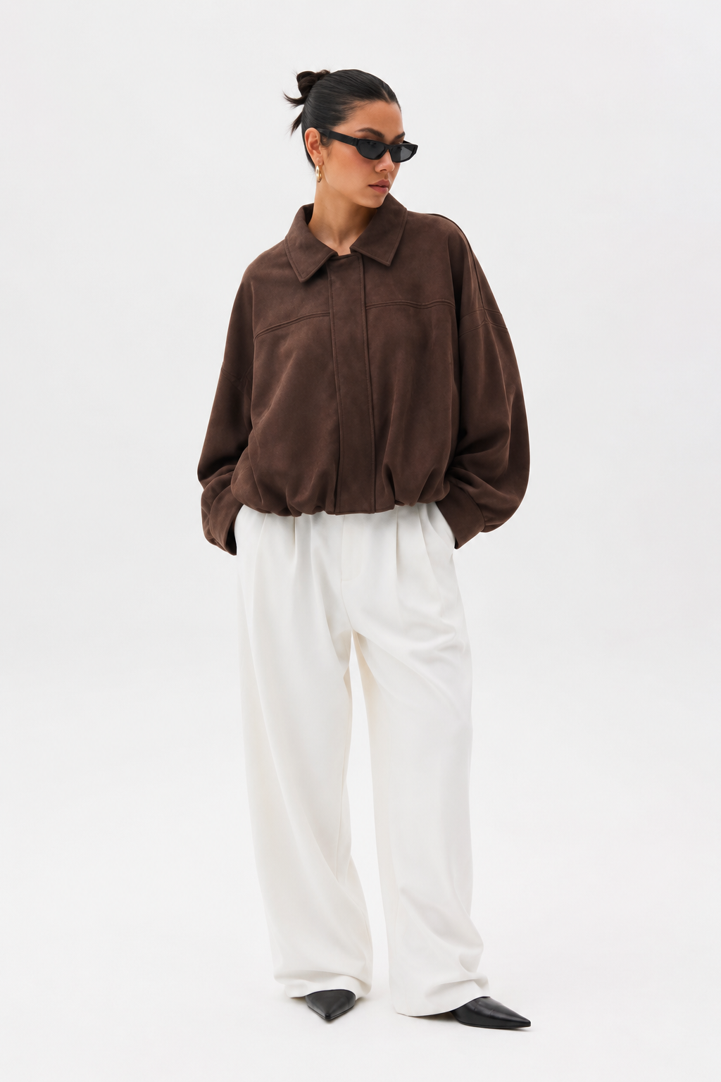 Women's Suede Texture Long Coat