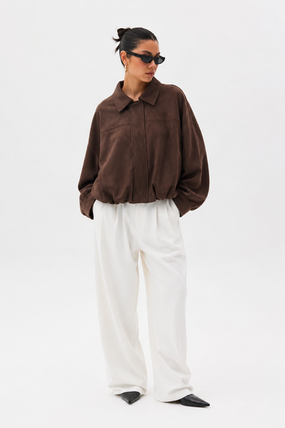 Women's Suede Texture Long Coat