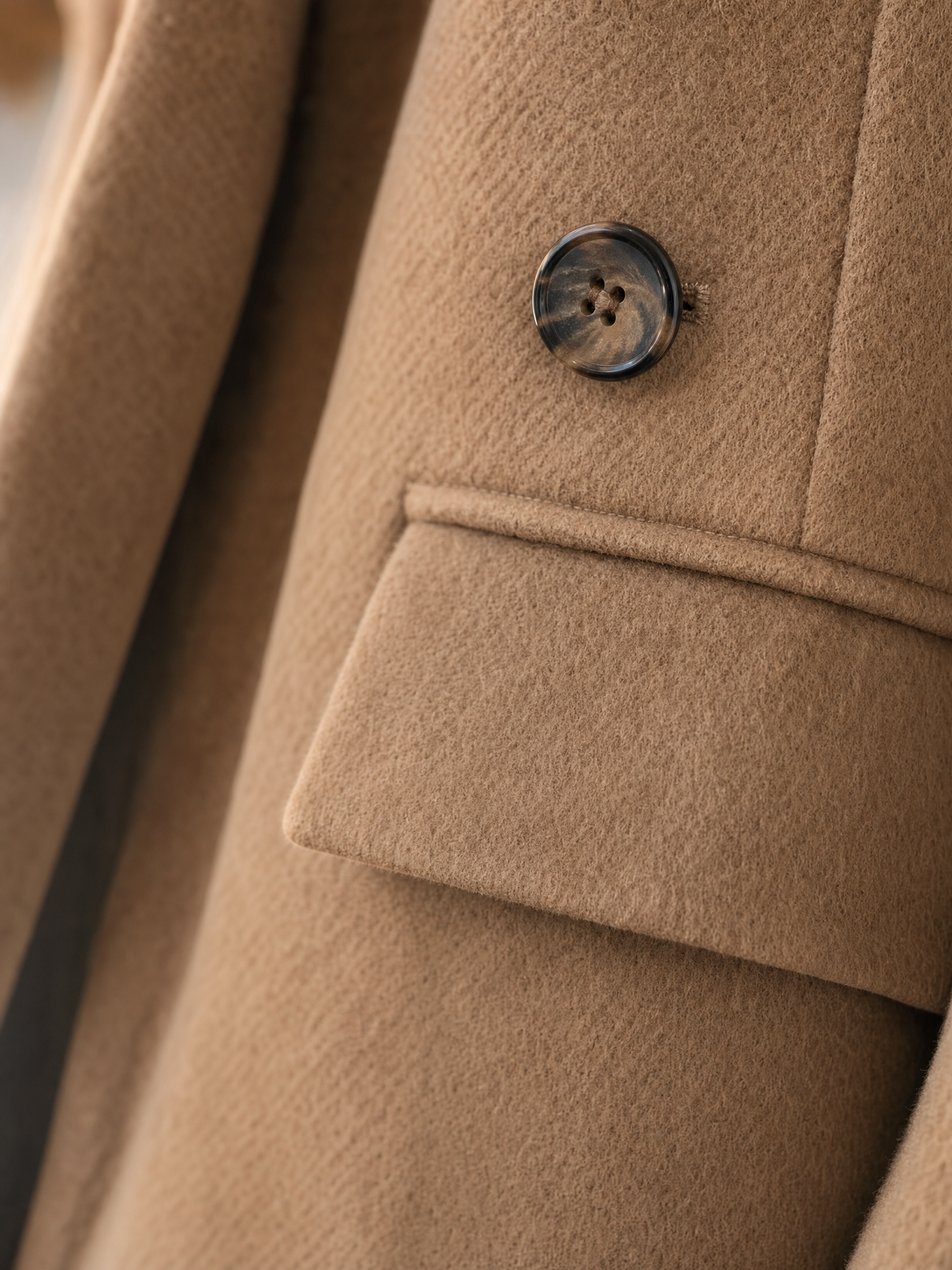 apricot long winter coat Averly London collar detail