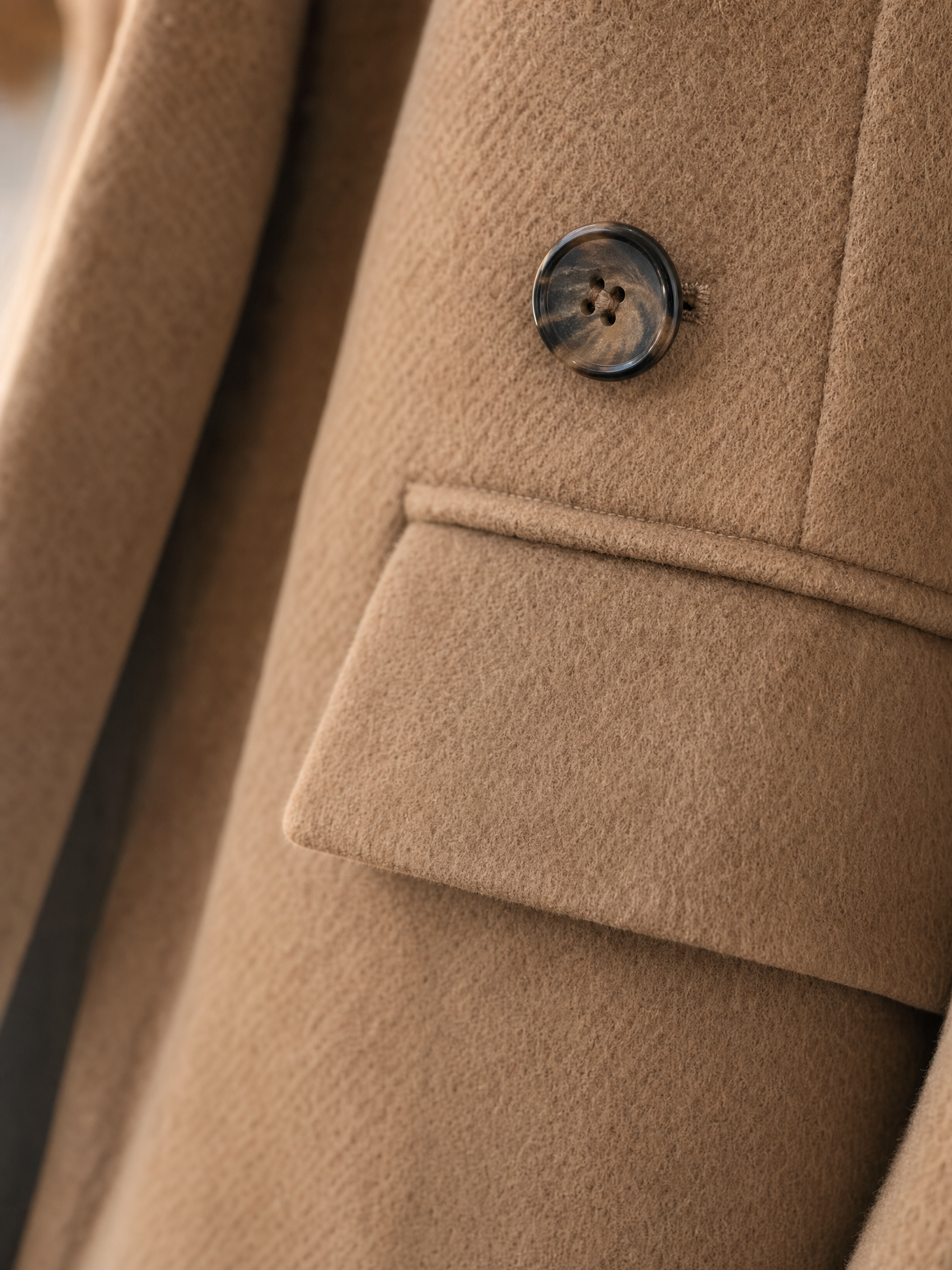 apricot long winter coat Averly London collar detail