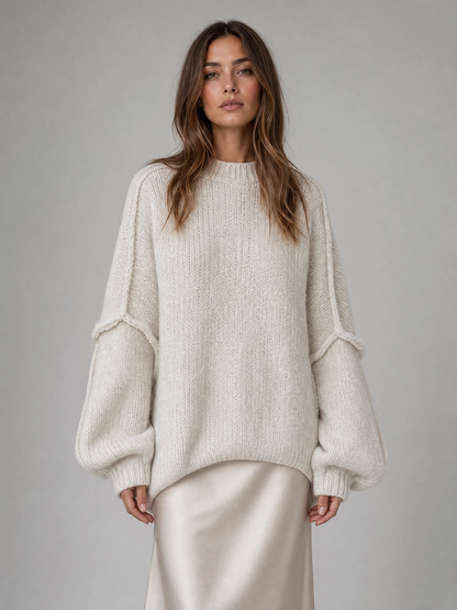black oversized chunky knit sweater Averly London front