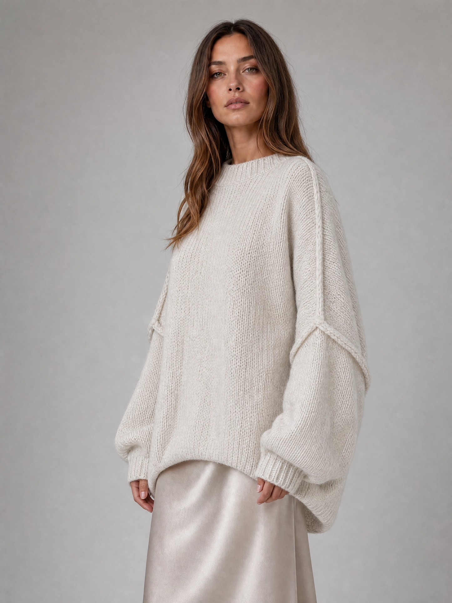 black oversized chunky knit sweater Averly London side view