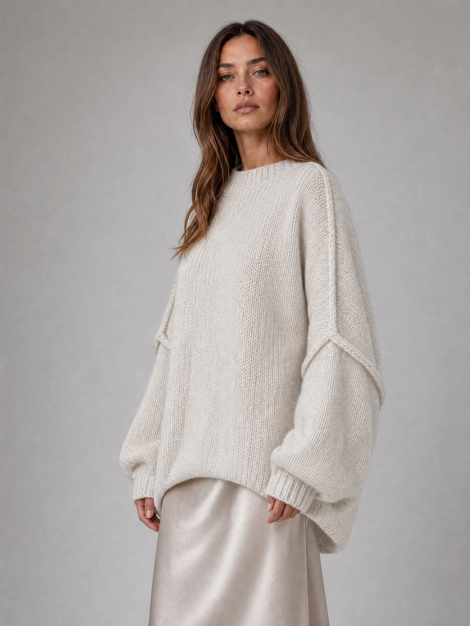 black oversized chunky knit sweater Averly London side view