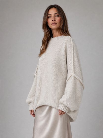 black oversized chunky knit sweater Averly London side view