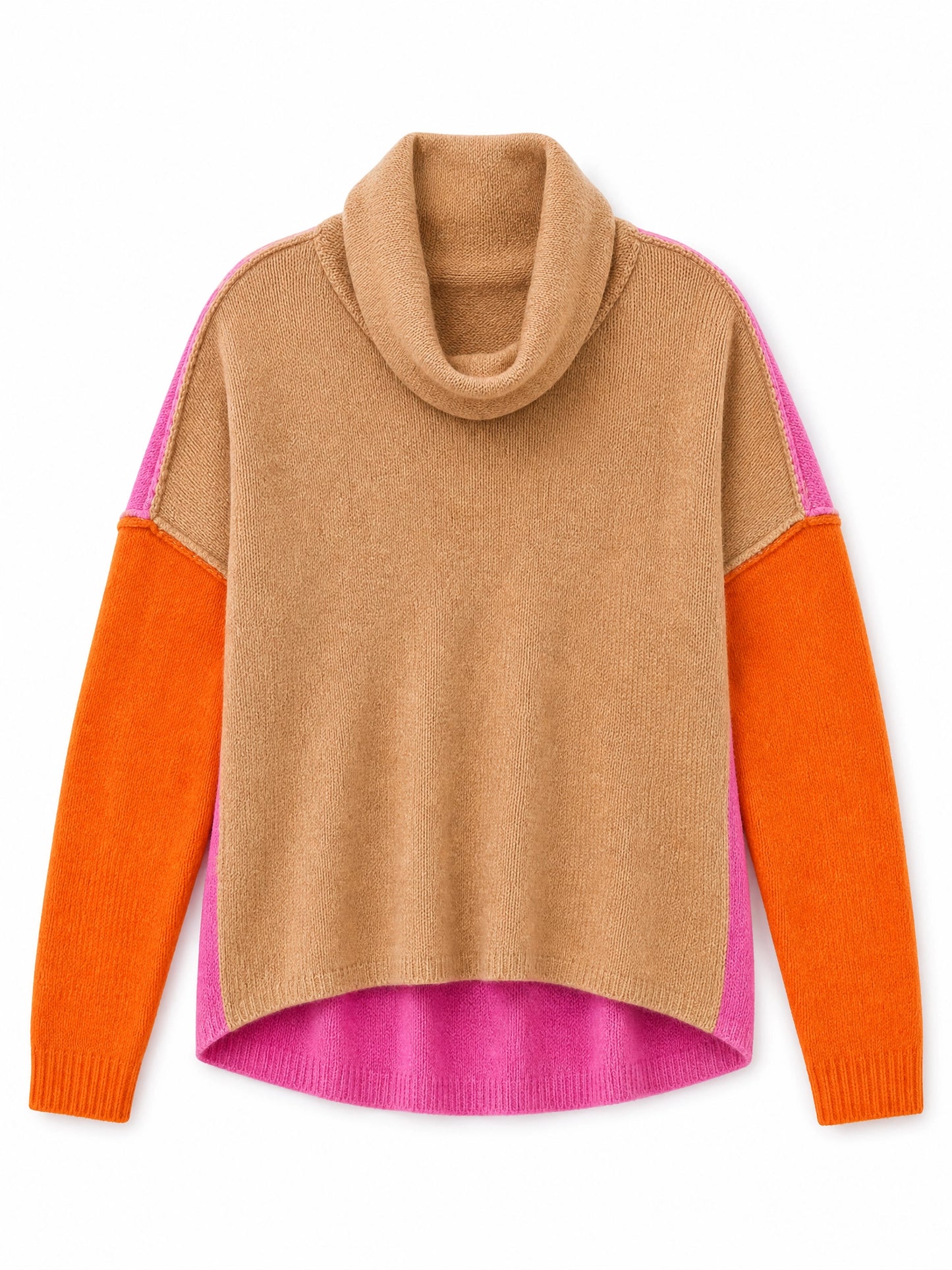 colour block turtleneck sweater Averly London flat lay