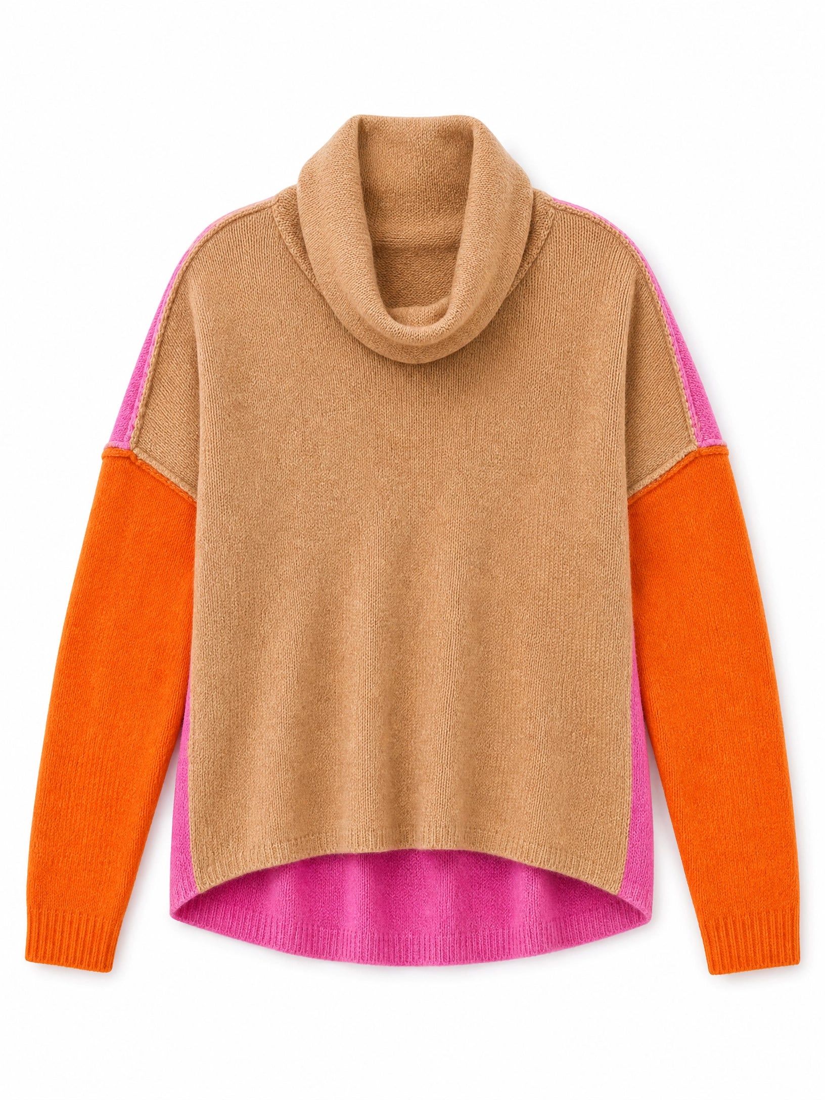 colour block turtleneck sweater Averly London flat lay