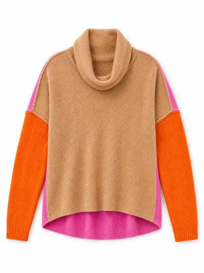 colour block turtleneck sweater Averly London flat lay