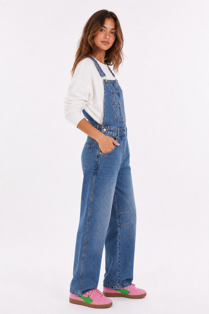Women's Wide-Leg Denim Overalls