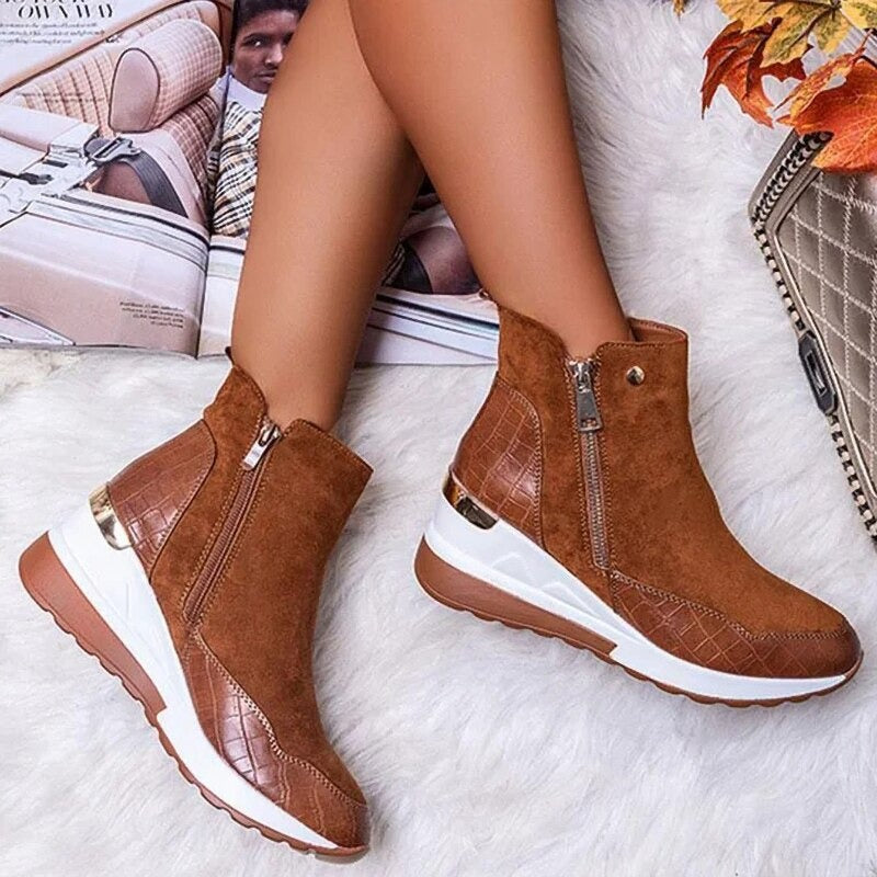 Women's Fleece-Lined Wedge Ankle Boots