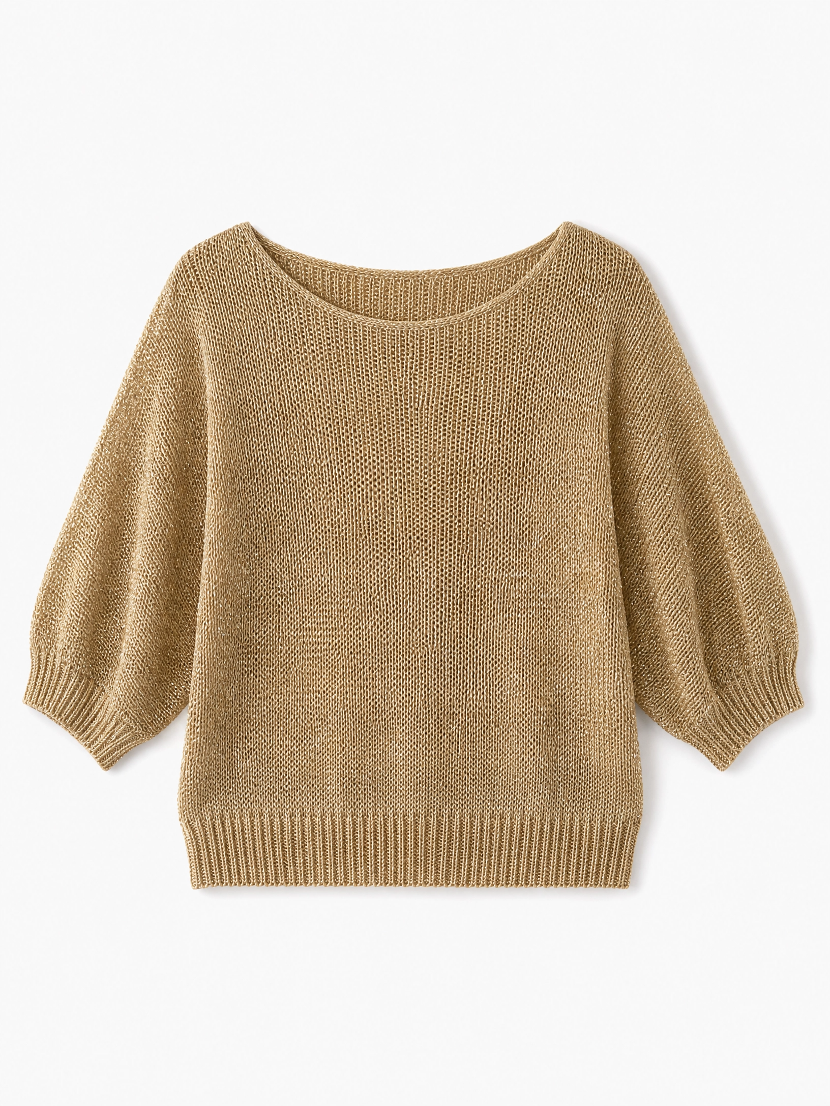gold crew neck knit sweater Averly London flat lay