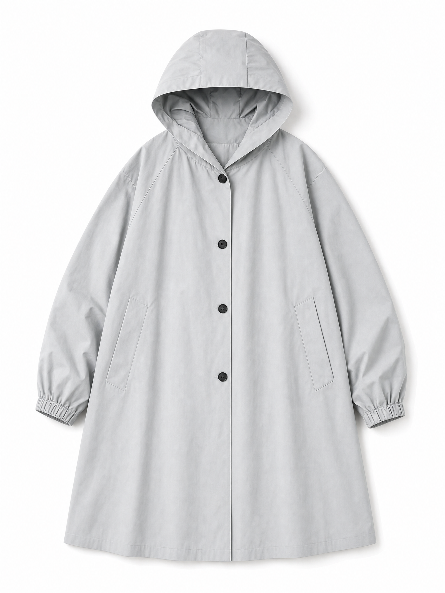 grey waterproof hooded trench coat Averly London flat lay
