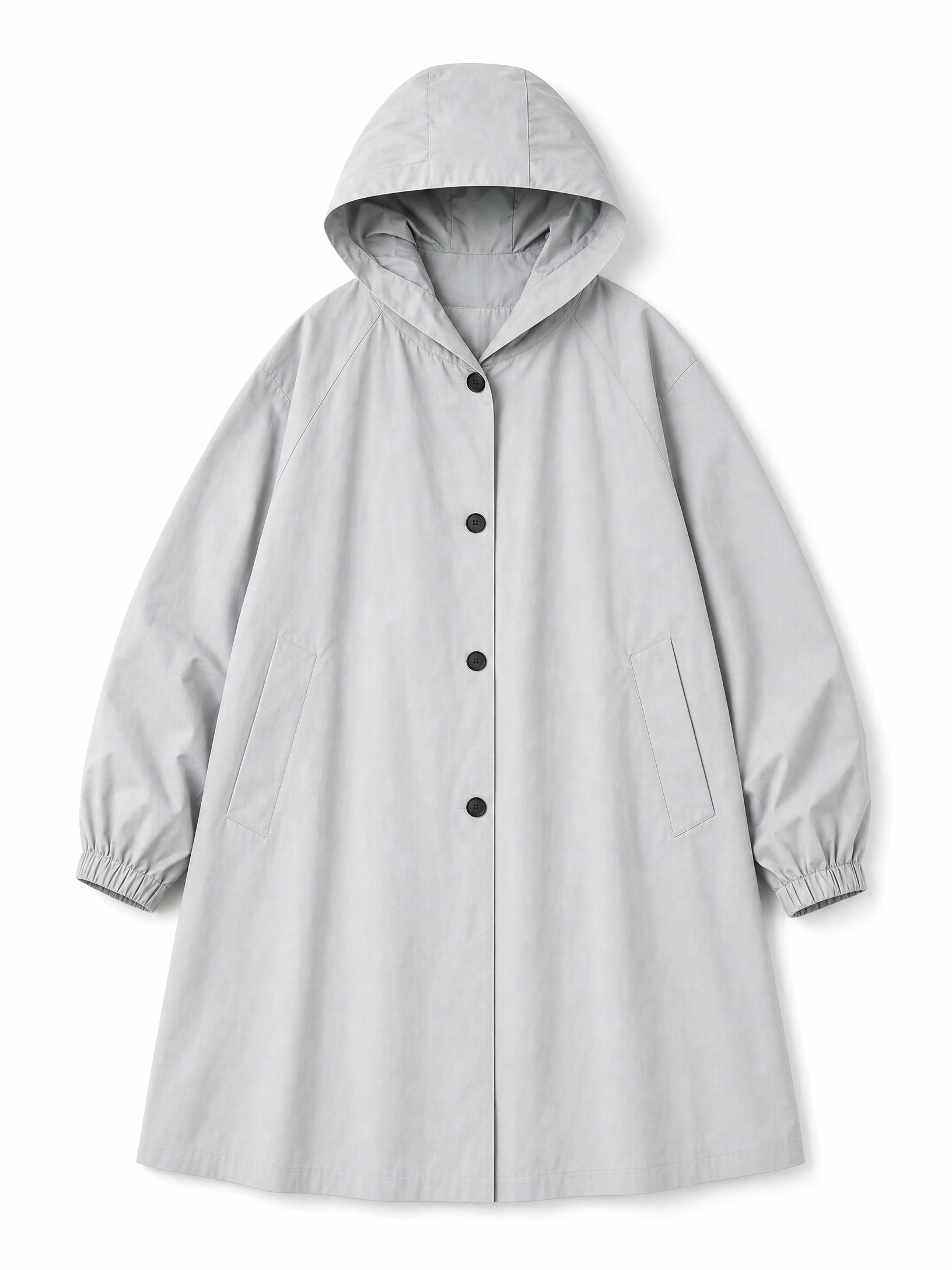 grey waterproof hooded trench coat Averly London flat lay