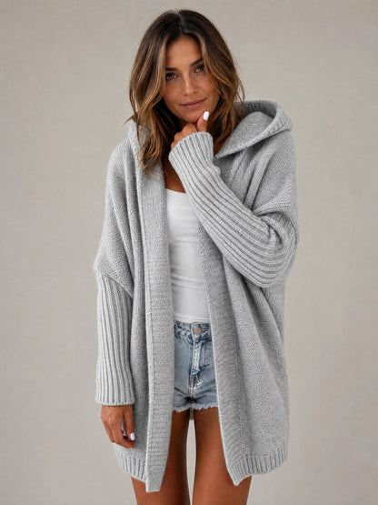 grey oversized knit sweater Averly London dropped shoulder front