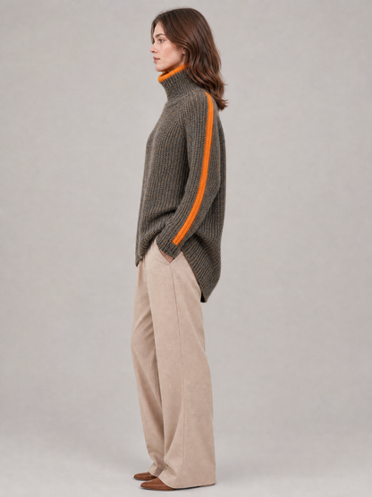 grey melange knit turtleneck sweater Averly London side view